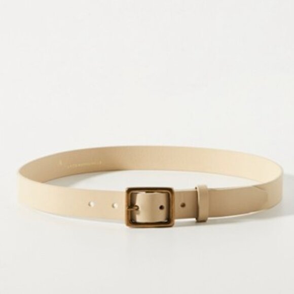 NWT-Anthropologie Cream Leather Square Buckle Belt - L - Picture 1 of 4